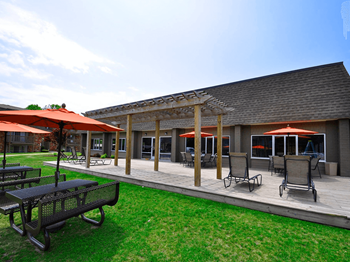 Grills and outdoor dining area
